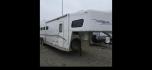 2002 White Trailswest Sierra , located at 923 US HWY 87 E., Billings, MT, 59101, (406) 245-0456, 45.795788, -108.451881 - 2002 Trails West 4 horse slant w/ mangers... front queen bed...Booth dinette makes into a bed...a/c... forced air heat... shower... 6 gallon dsi water heater... hay pod... full awning... storage under mangers... rear fold out tack. Aluminum on steel. Ready to rodeo. WE CERTIFY OUR USED TRAILERS !!! - Photo#0